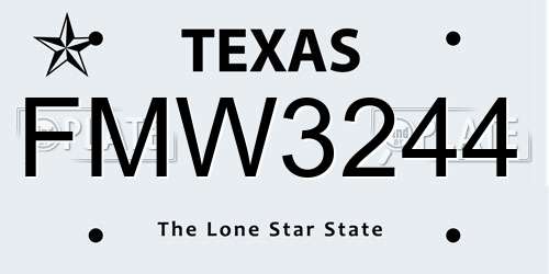 FMW3244 Texas License Plate