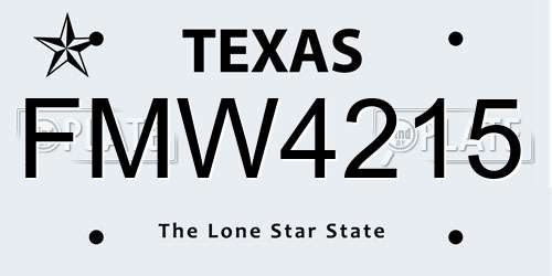 FMW4215 Texas License Plate