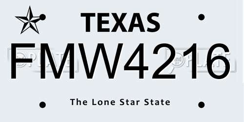 FMW4216 Texas License Plate