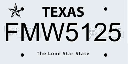 FMW5125 Texas License Plate