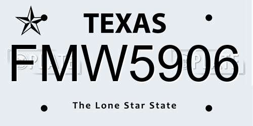 FMW5906 Texas License Plate