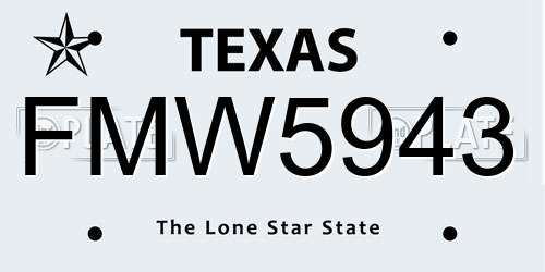 FMW5943 Texas License Plate
