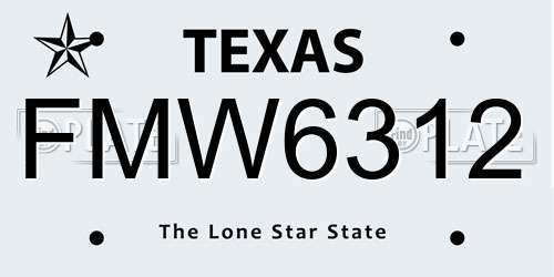 FMW6312 Texas License Plate