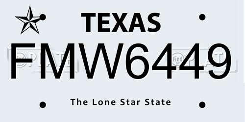 FMW6449 Texas License Plate