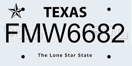 FMW6682 Texas License Plate
