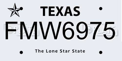FMW6975 Texas License Plate