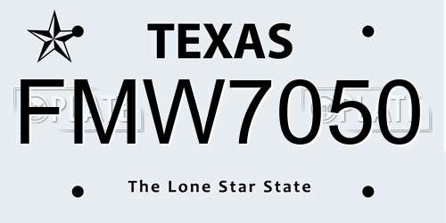 FMW7050 Texas License Plate