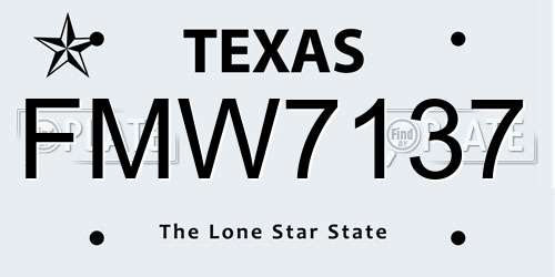 FMW7137 Texas License Plate