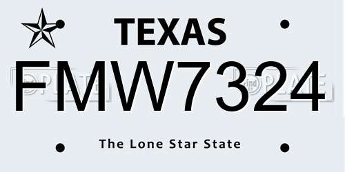 FMW7324 Texas License Plate