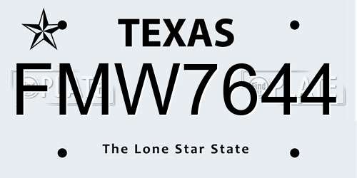 FMW7644 Texas License Plate