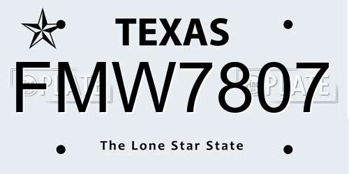 FMW7807 Texas License Plate