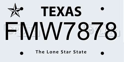 FMW7878 Texas License Plate