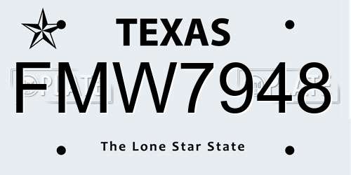 FMW7948 Texas License Plate
