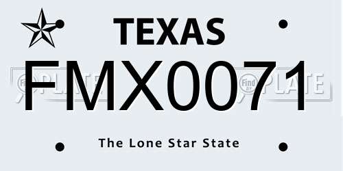 FMX0071 Texas License Plate