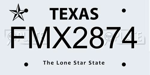 FMX2874 Texas License Plate