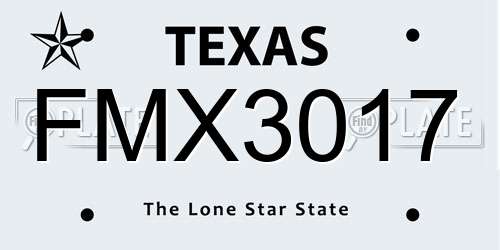 FMX3017 Texas License Plate