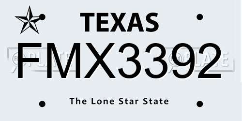 FMX3392 Texas License Plate