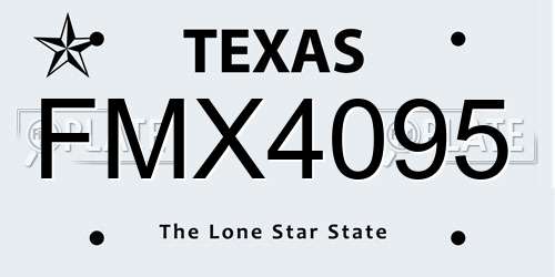 FMX4095 Texas License Plate