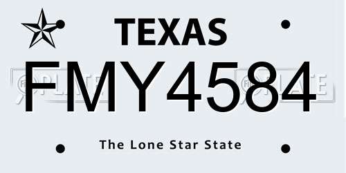 FMY4584 Texas License Plate