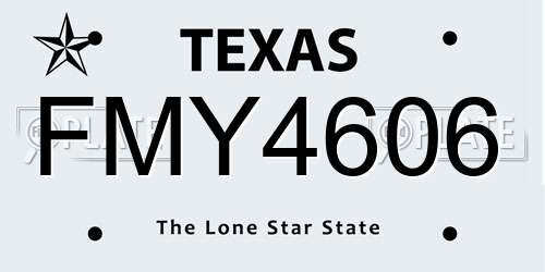 FMY4606 Texas License Plate