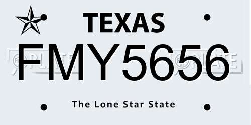 FMY5656 Texas License Plate