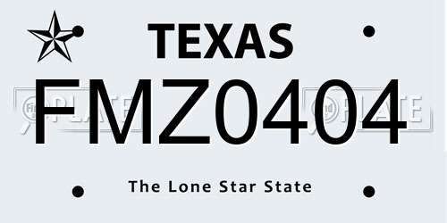 FMZ0404 Texas License Plate