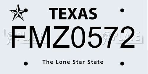 FMZ0572 Texas License Plate
