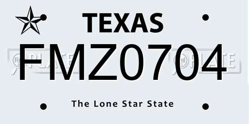 FMZ0704 Texas License Plate