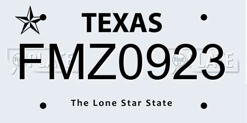 FMZ0923 Texas License Plate