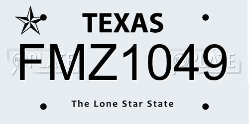 FMZ1049 Texas License Plate