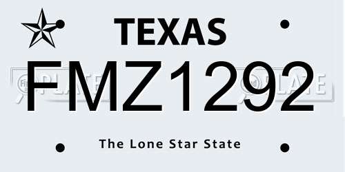 FMZ1292 Texas License Plate