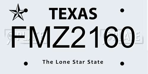 FMZ2160 Texas License Plate