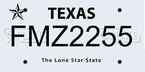 FMZ2255 Texas License Plate