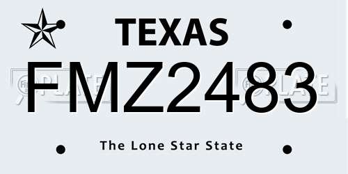 FMZ2483 Texas License Plate