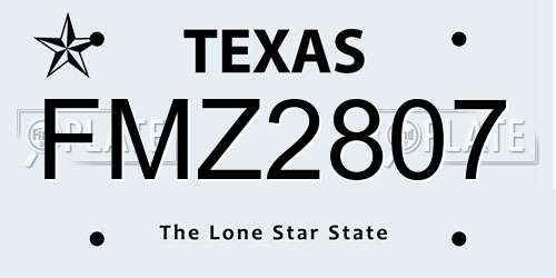 FMZ2807 Texas License Plate