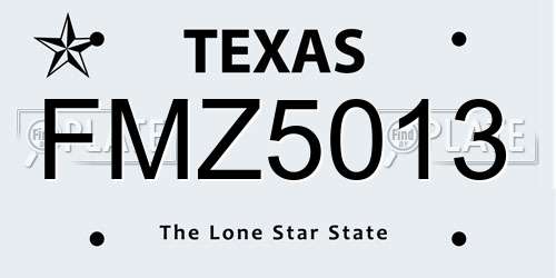 FMZ5013 Texas License Plate
