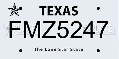 FMZ5247 Texas License Plate