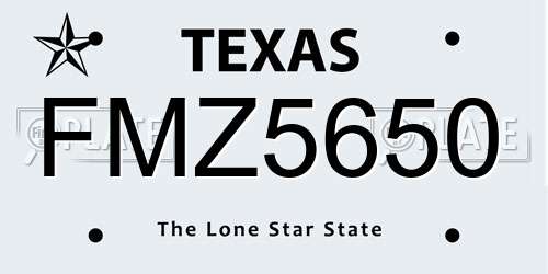 FMZ5650 Texas License Plate