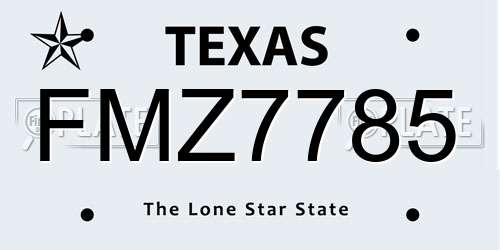 FMZ7785 Texas License Plate