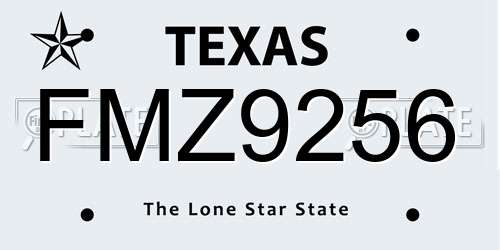 FMZ9256 Texas License Plate