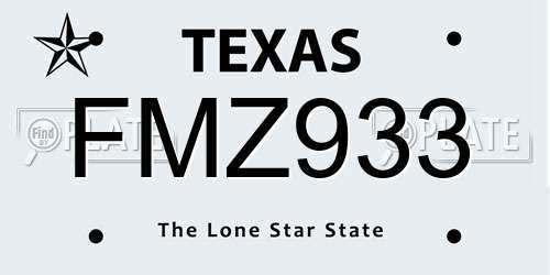 FMZ933 Texas License Plate