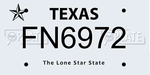 FN6972 Texas License Plate