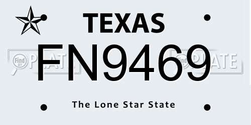 FN9469 Texas License Plate
