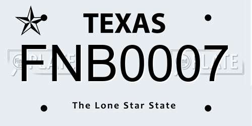 FNB0007 Texas License Plate