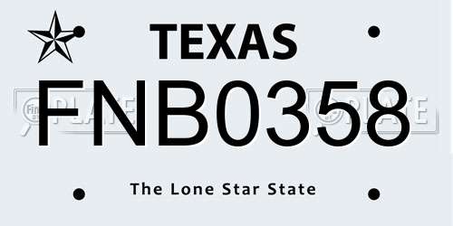 FNB0358 Texas License Plate