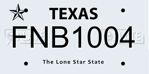 FNB1004 Texas License Plate