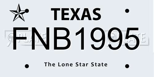 FNB1995 Texas License Plate