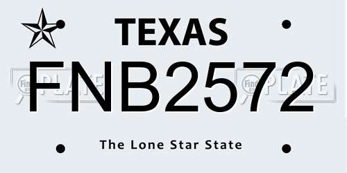FNB2572 Texas License Plate