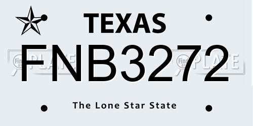 FNB3272 Texas License Plate