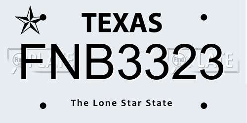 FNB3323 Texas License Plate